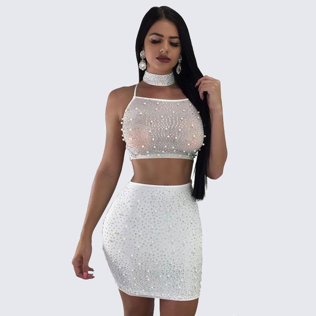 See-through Two Pieces Bandage Dress